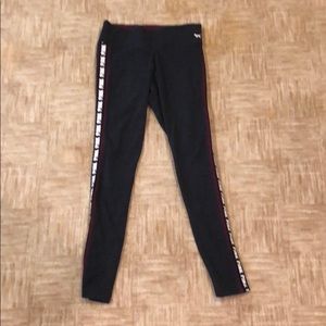 PINK gray leggings with white and maroon logo